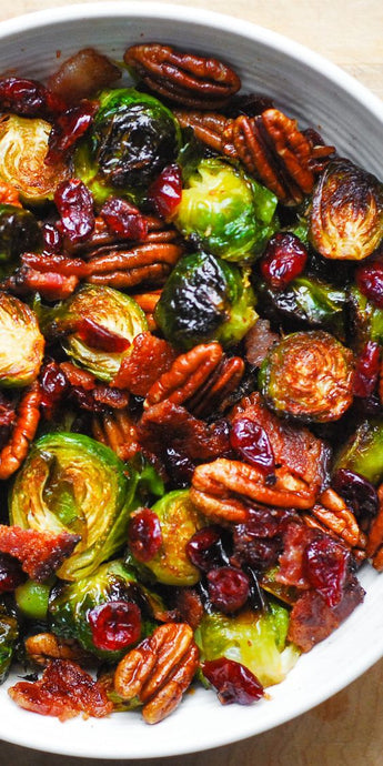 Brussels Sprouts With Bacon, Pecans, and Cranberries